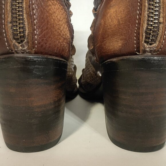 FREEBIRD by Steven Sz 9 "Nest" Strappy Sandal Ankle Boots Reptile/Suede Leather - Picture 13 of 15